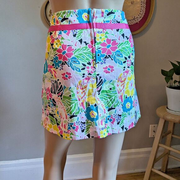 Vintage Y2K Bamboo Traders Mini Skort Floral Bright Bow Athleisure Size 10 - Picture 13 of 13